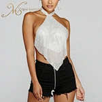 halter rhinestone top for nightclub